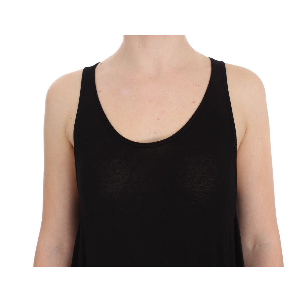 PLEIN SUD Schlankes schwarzes Cami Bluse Tank Top