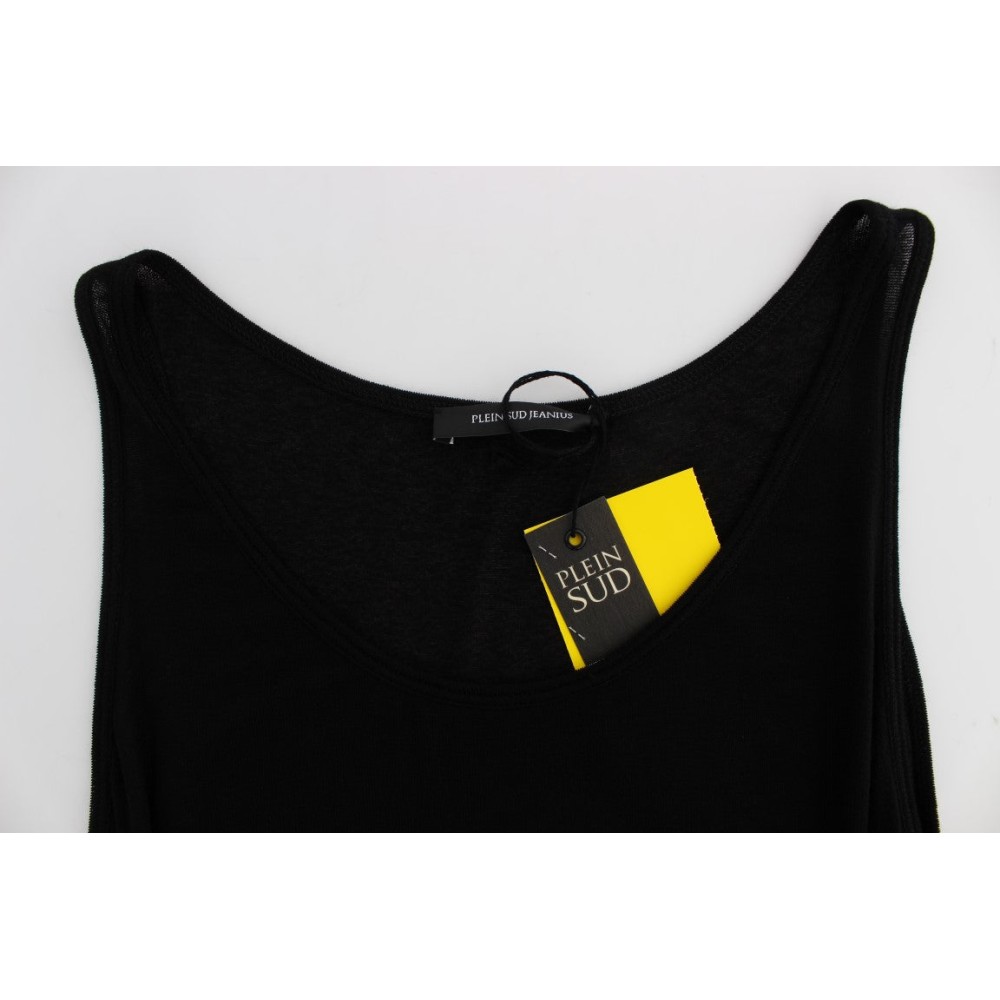PLEIN SUD Schlankes schwarzes Cami Bluse Tank Top