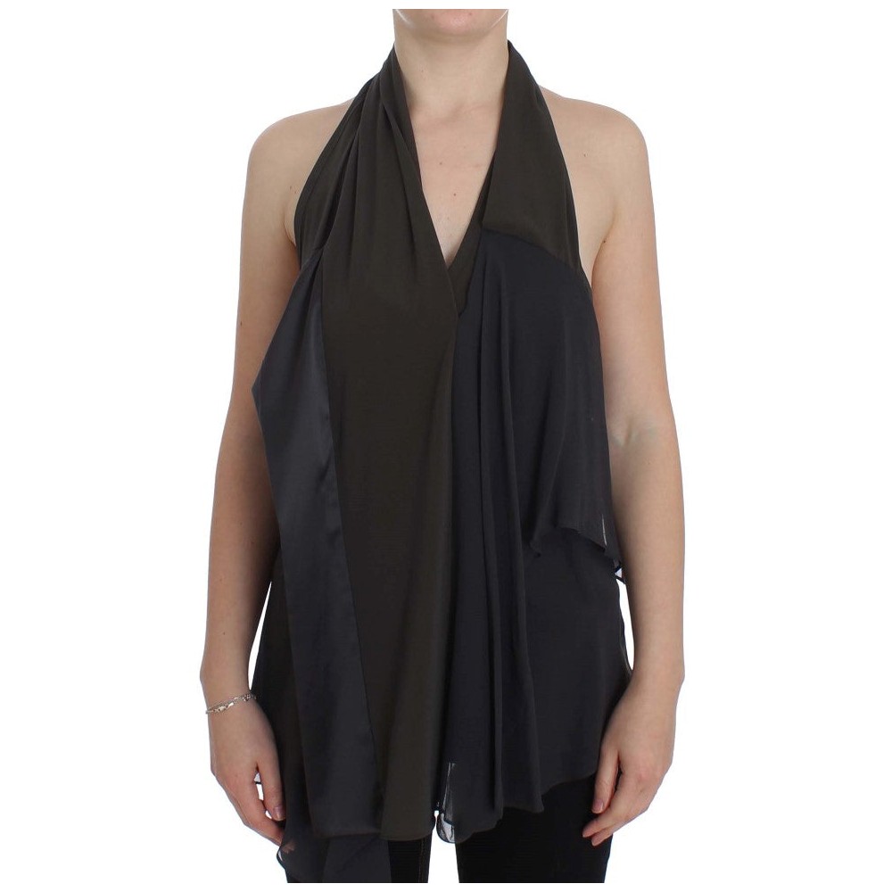 CORA GROPPO Elegante Bluse mit Rollkragen in Grau und Blau