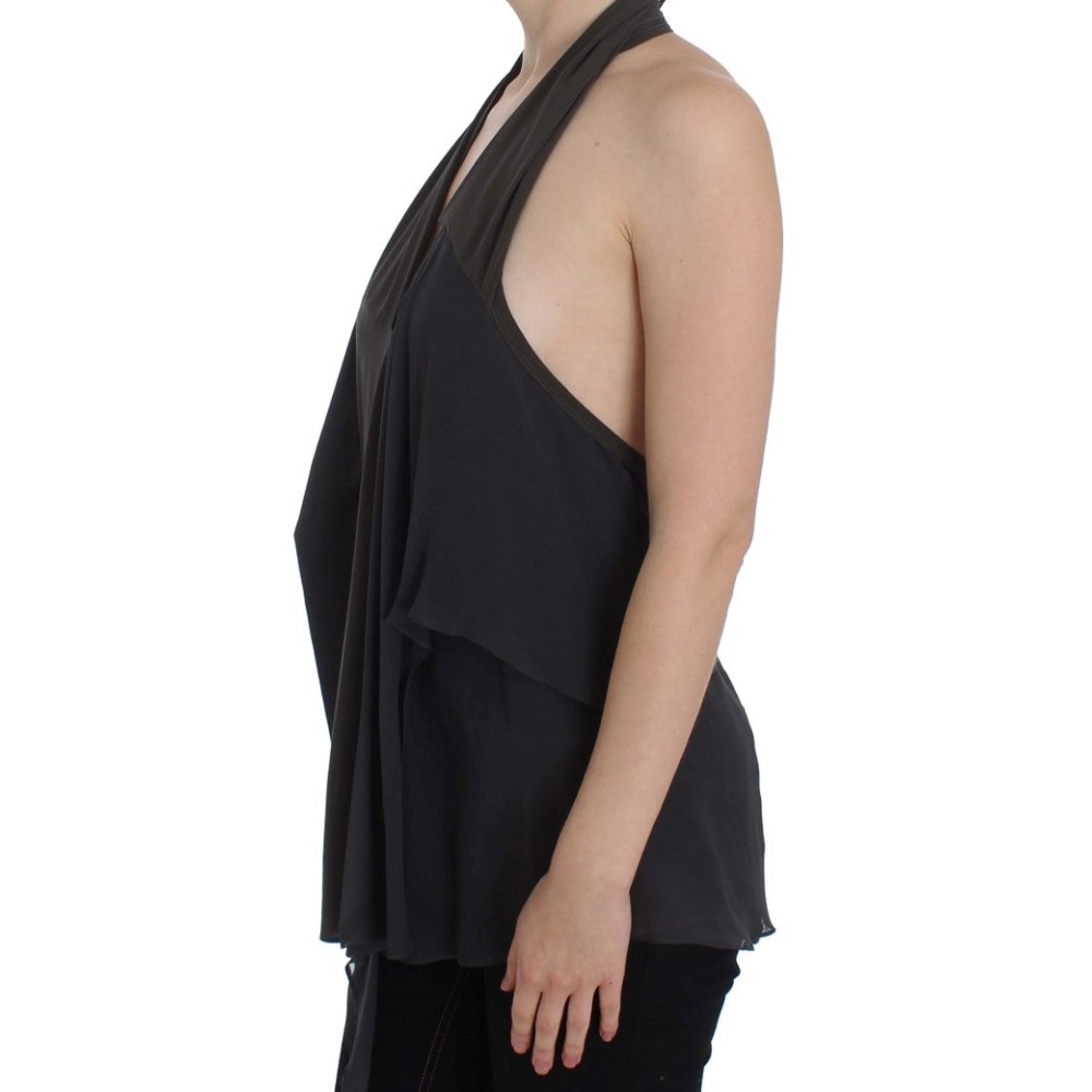 CORA GROPPO Elegante Bluse mit Rollkragen in Grau und Blau