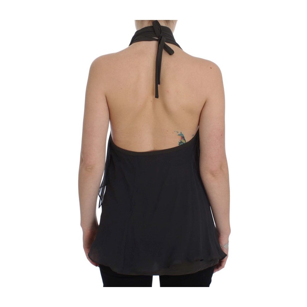 CORA GROPPO Elegante Bluse mit Rollkragen in Grau und Blau