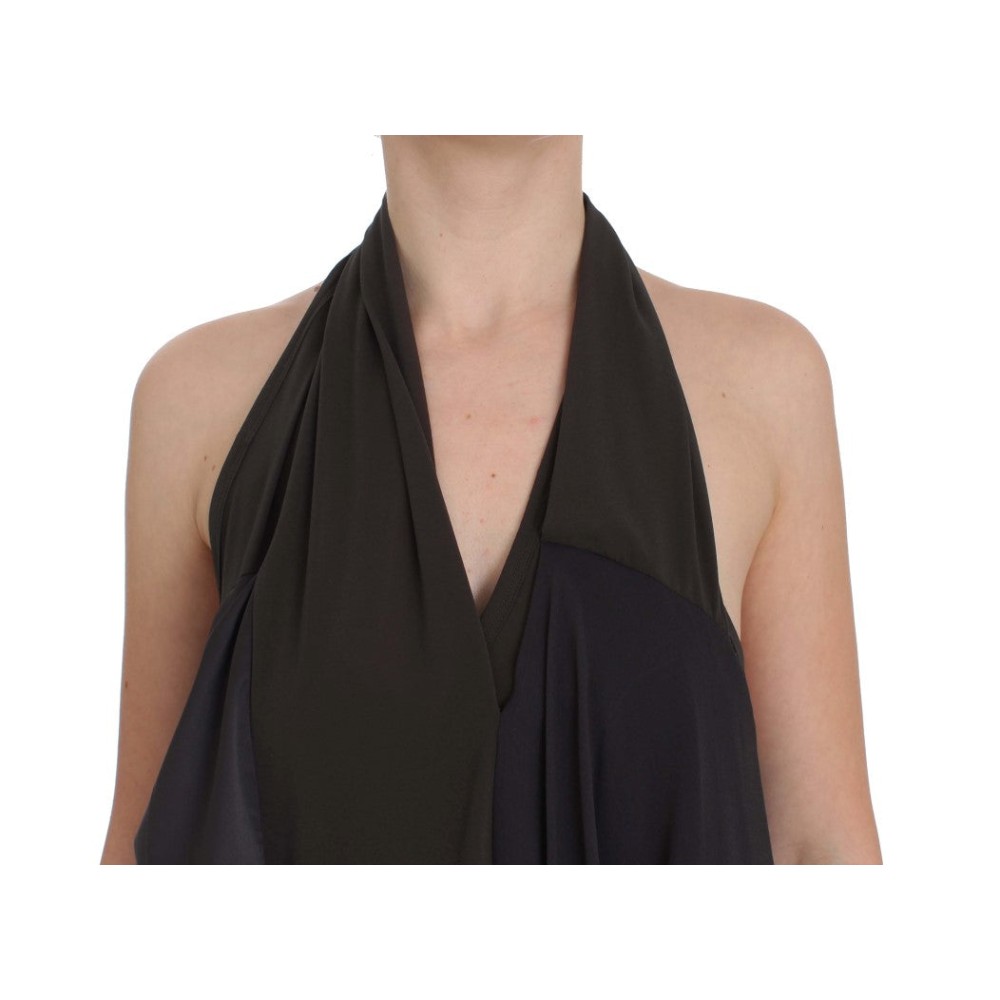 CORA GROPPO Elegante Bluse mit Rollkragen in Grau und Blau