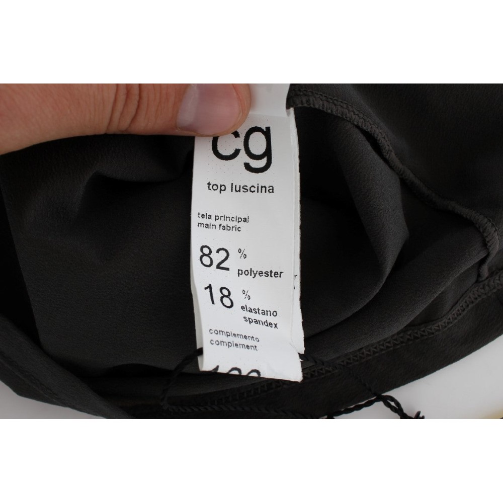 CORA GROPPO Elegante Bluse mit Rollkragen in Grau und Blau