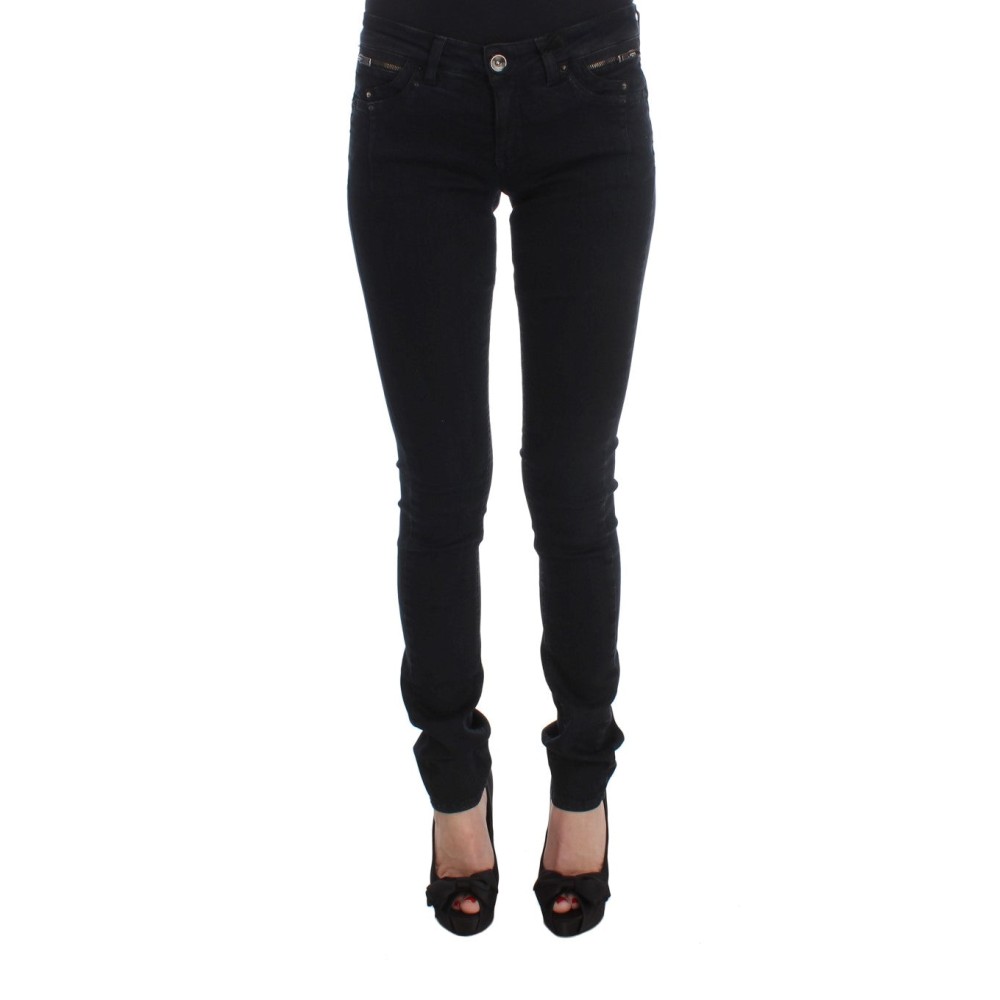 Costume National Schlanke Slim Fit Designer Jeans in klassischem Schwarz