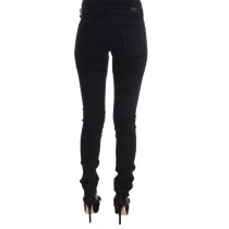 Costume National Schlanke Slim Fit Designer Jeans in klassischem Schwarz