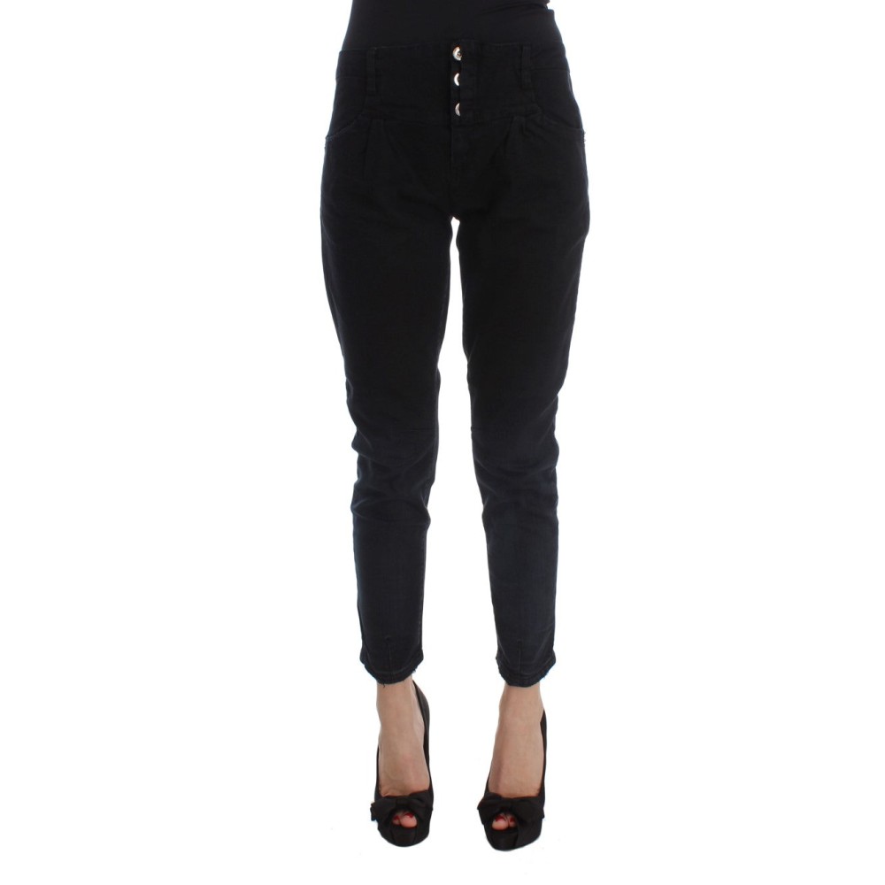 Costume National Schlanke Slim Fit Jeans aus schwarzem Denim
