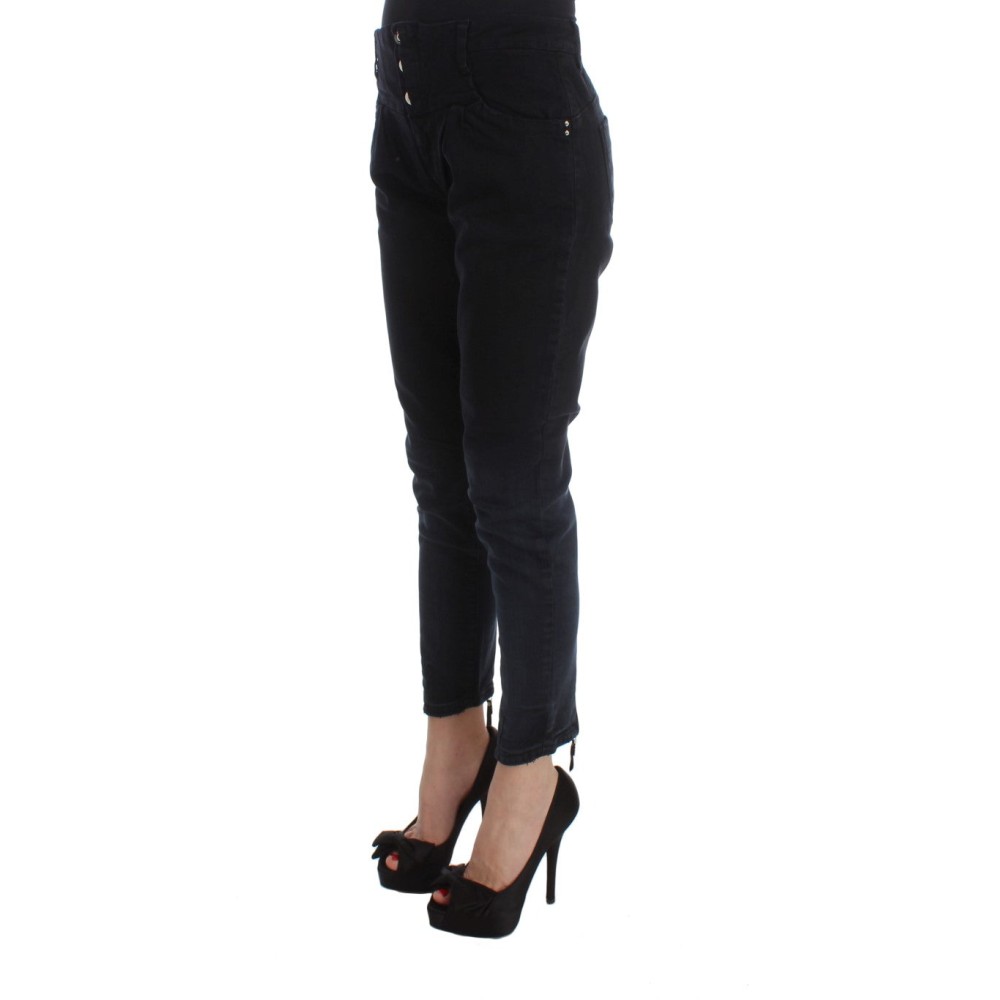 Costume National Schlanke Slim Fit Jeans aus schwarzem Denim