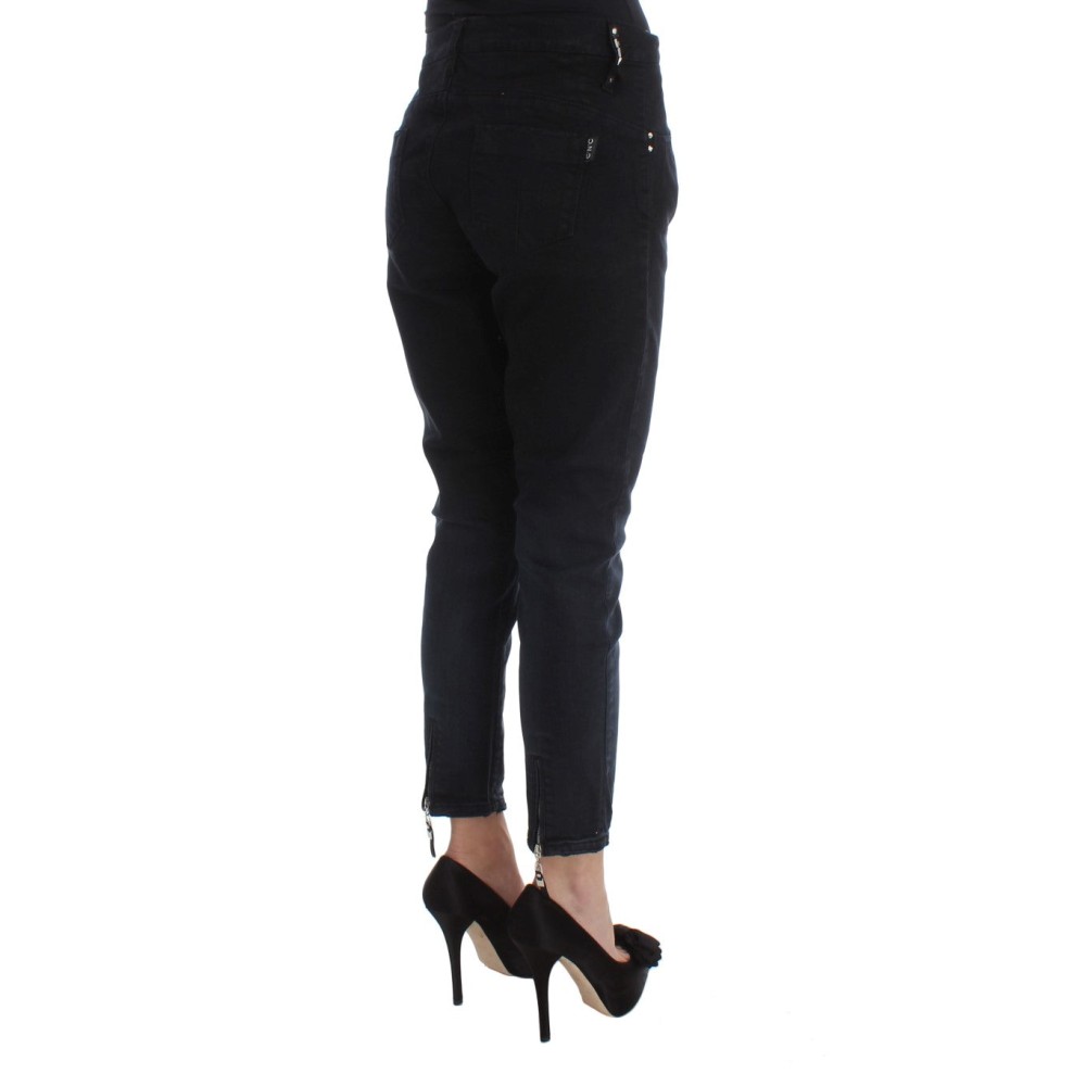 Costume National Schlanke Slim Fit Jeans aus schwarzem Denim