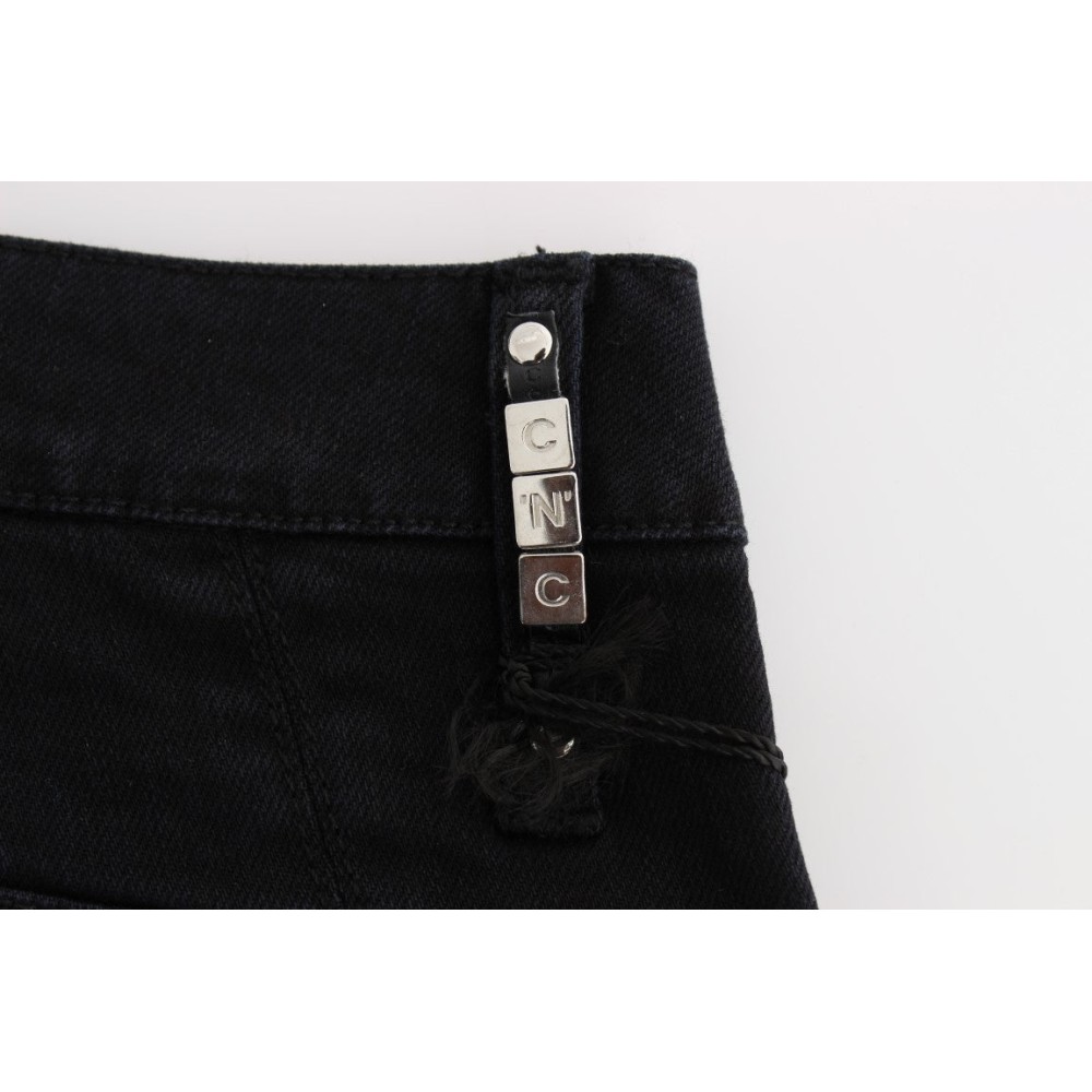 Costume National Schlanke Slim Fit Jeans aus schwarzem Denim