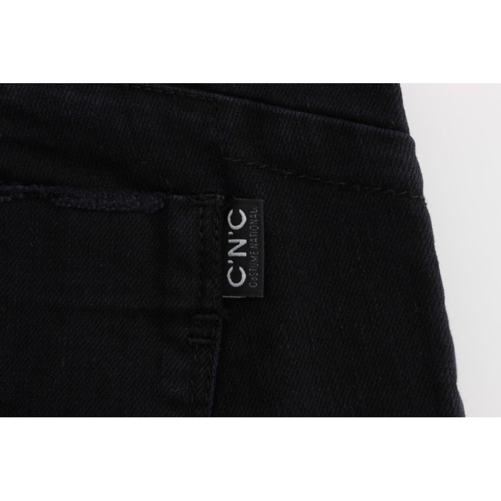 Costume National Schlanke Slim Fit Jeans aus schwarzem Denim