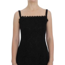 Dolce & Gabbana Elegantes schwarzes Kleid aus geblümter Spitze in Knielänge