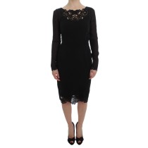 Dolce & Gabbana Elegantes Schwarzes Etuikleid aus geblümter Spitze
