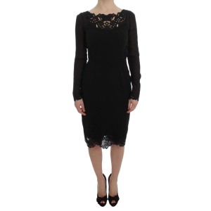 Dolce & Gabbana Elegantes Schwarzes Etuikleid aus geblümter Spitze