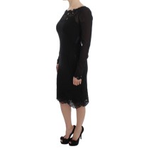 Dolce & Gabbana Elegantes Schwarzes Etuikleid aus geblümter Spitze