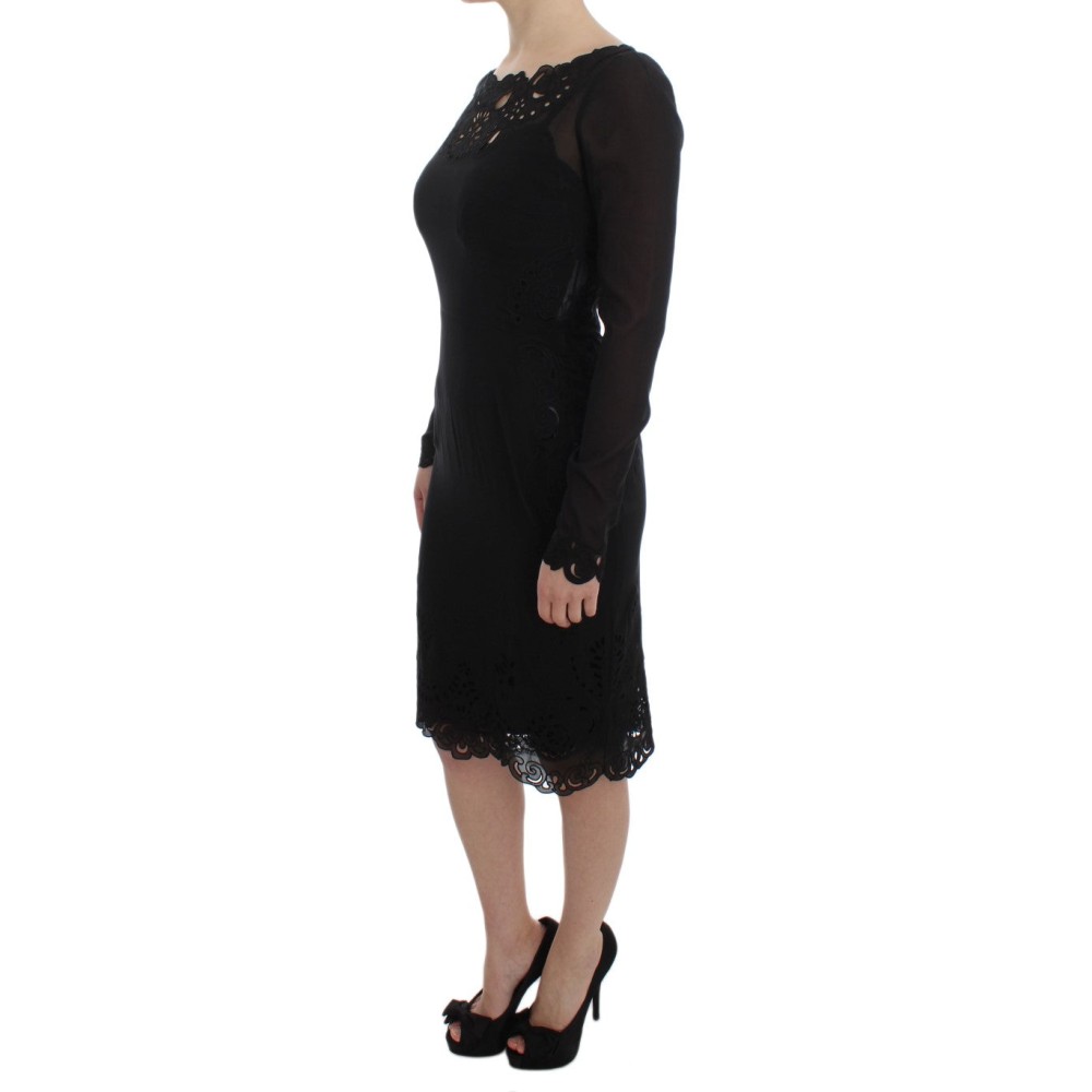 Dolce & Gabbana Elegantes Schwarzes Etuikleid aus geblümter Spitze