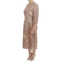 Dolce & Gabbana Elegantes rosa Etuikleid mit Spitzenstickerei
