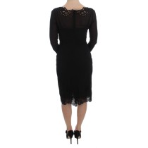 Dolce & Gabbana Elegantes Schwarzes Etuikleid aus geblümter Spitze