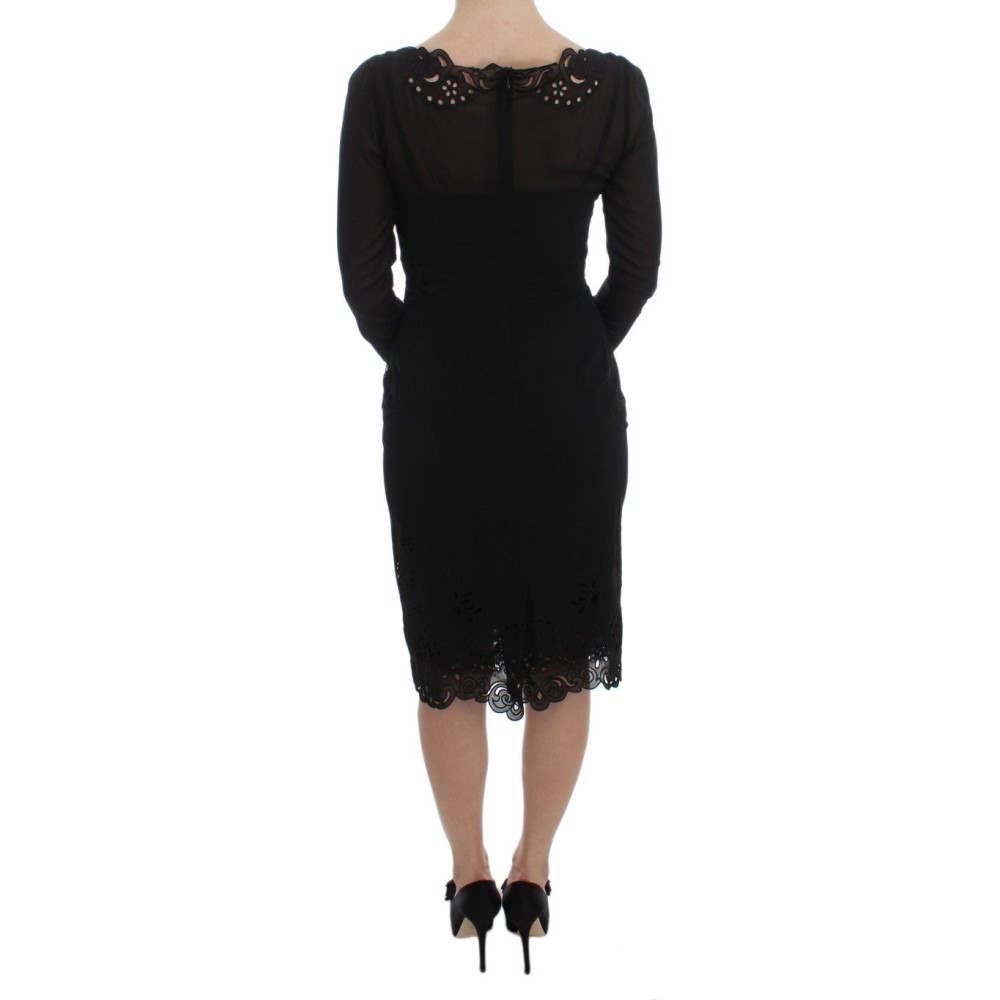 Dolce & Gabbana Elegantes Schwarzes Etuikleid aus geblümter Spitze