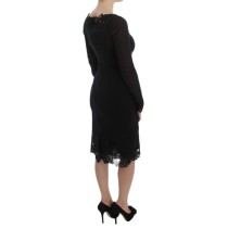 Dolce & Gabbana Elegantes Schwarzes Etuikleid aus geblümter Spitze