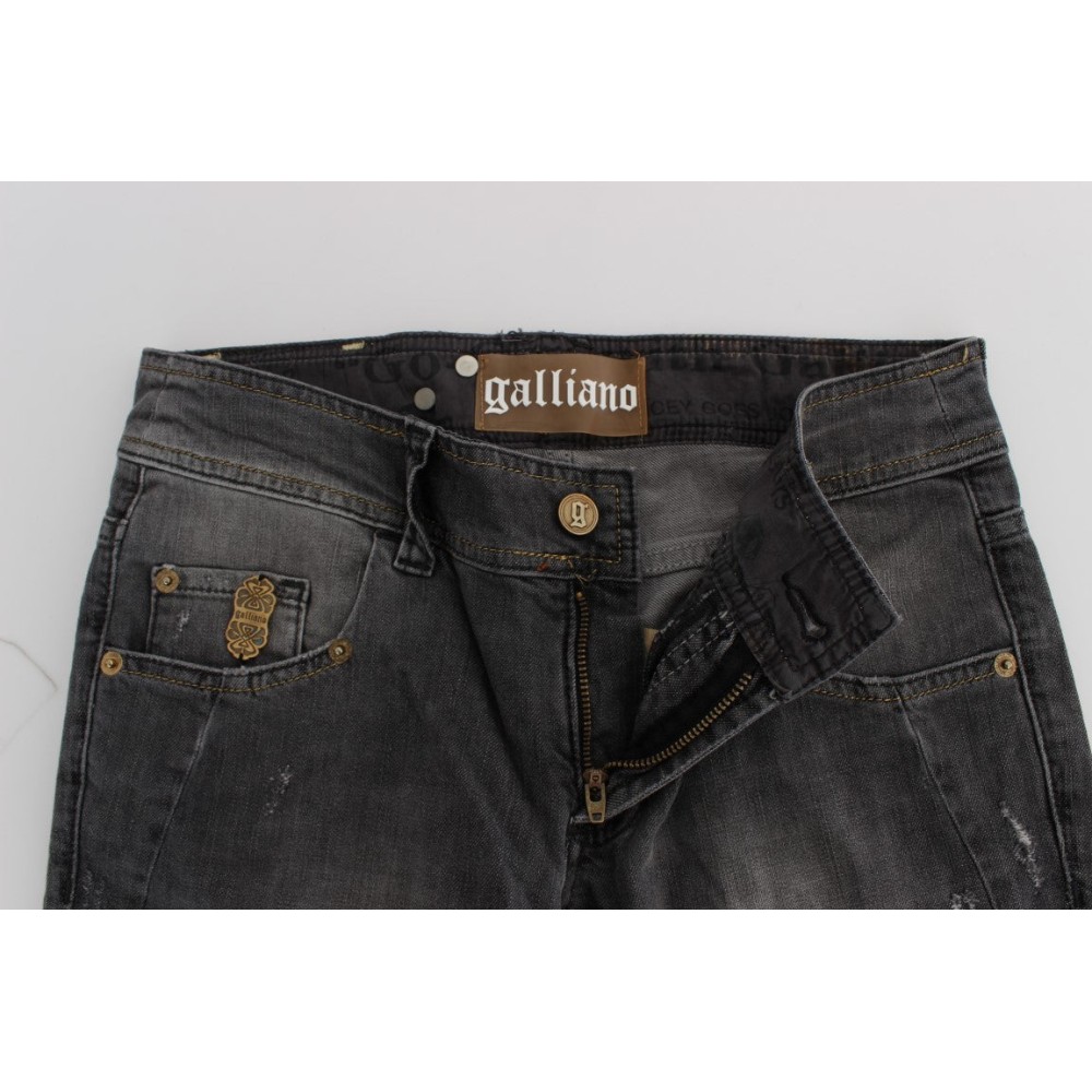 John Galliano Elegante Slim Fit Jeans mit grauer Waschung