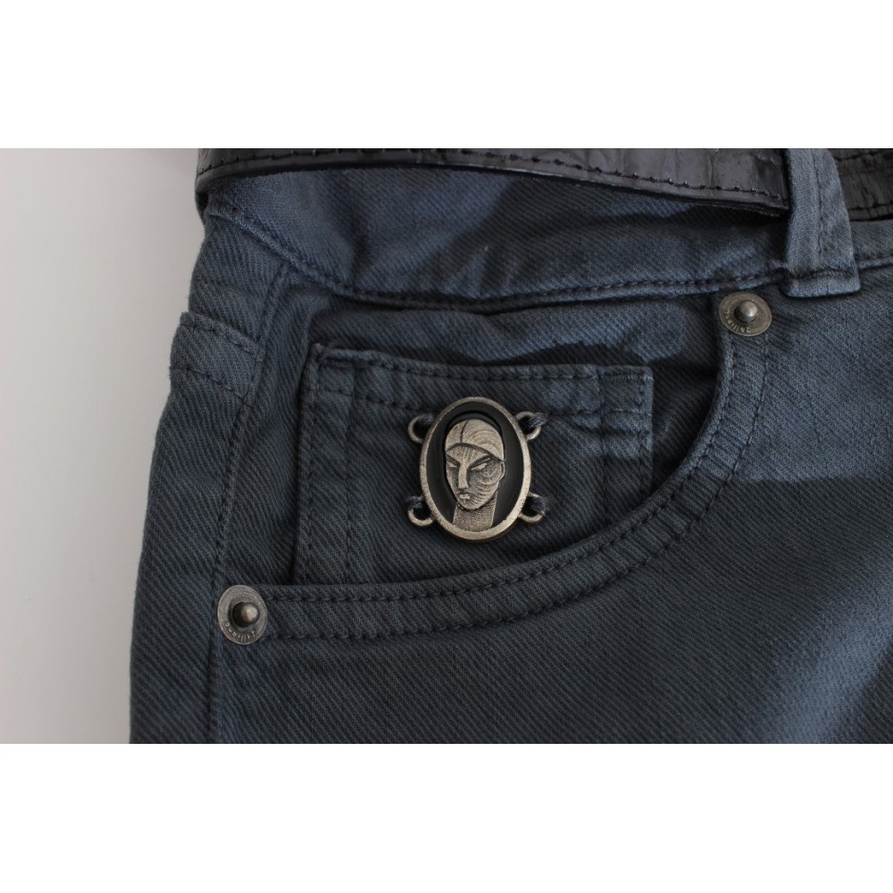John Galliano Schlanke italienische Slim Fit Jeans in schickem Blau