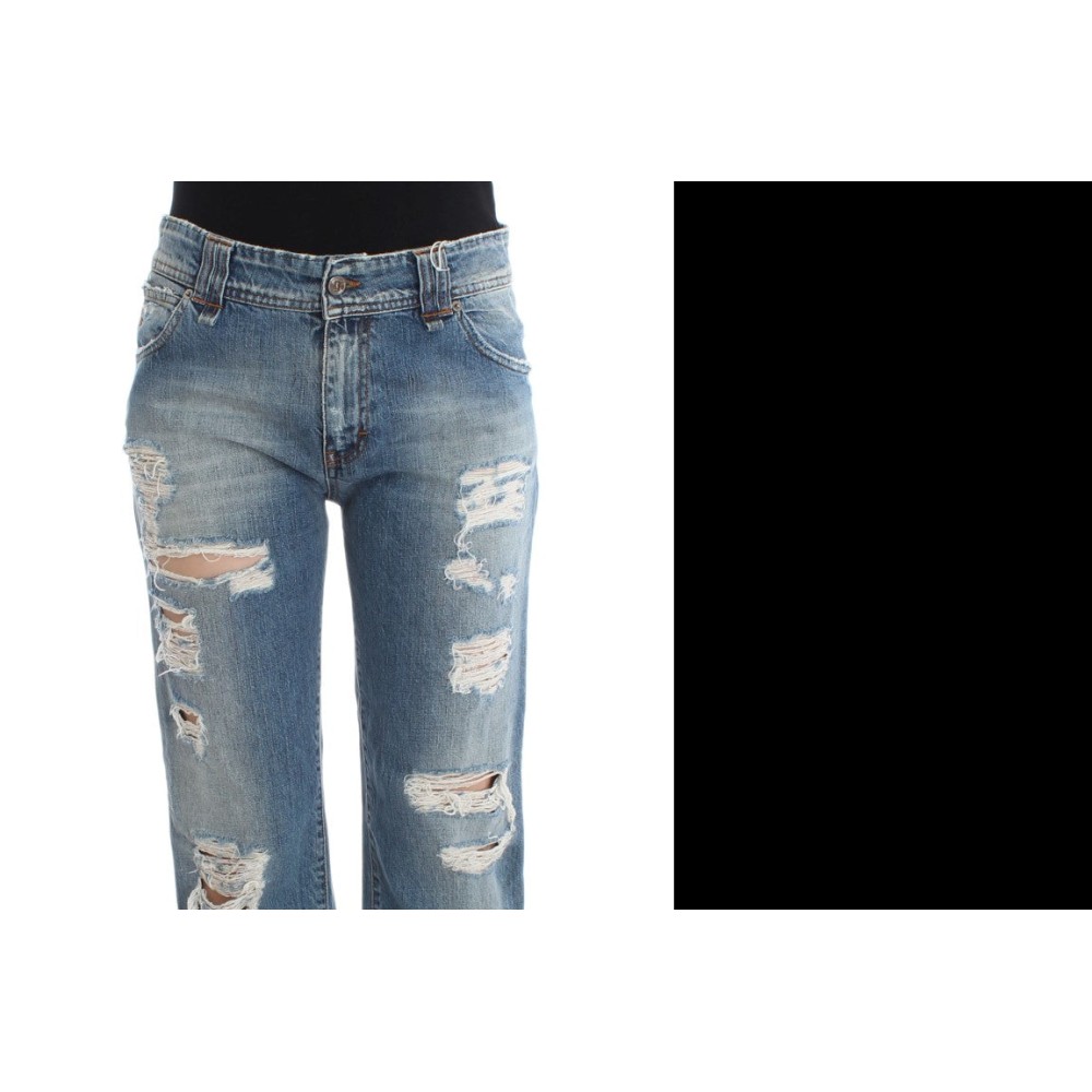John Galliano Schicke blaue Boyfriend Fit Jeans