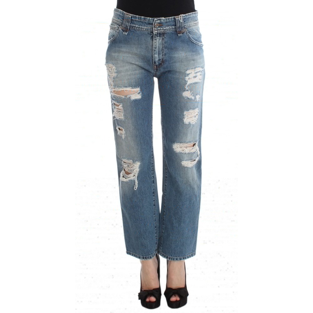 John Galliano Schicke Boyfriend Jeans mit blauer Waschung