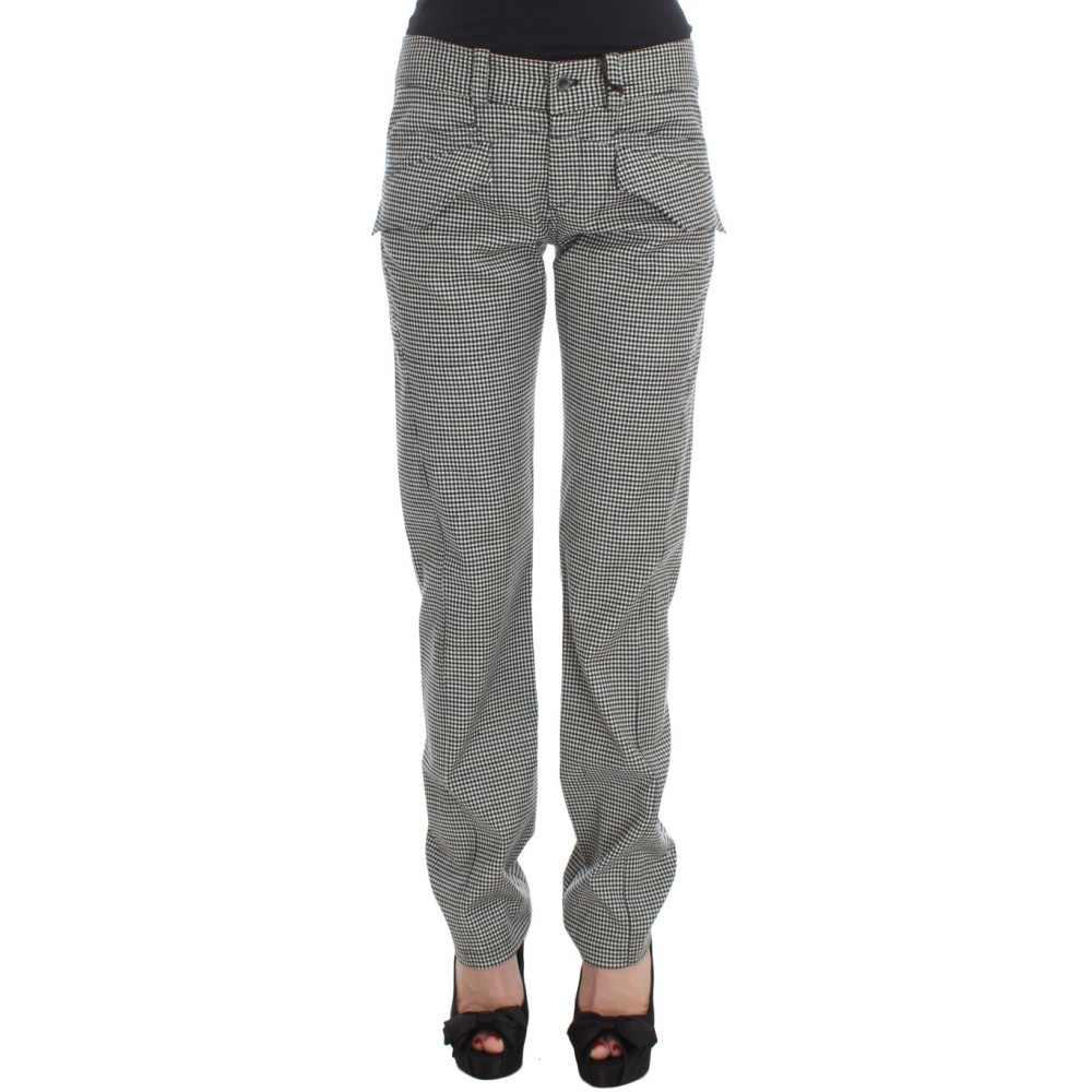Ermanno Scervino Schicke karierte schwarz-weiße Regular Fit Hose