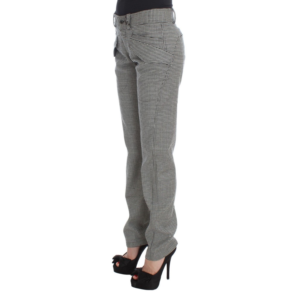 Ermanno Scervino Schicke karierte schwarz-weiße Regular Fit Hose