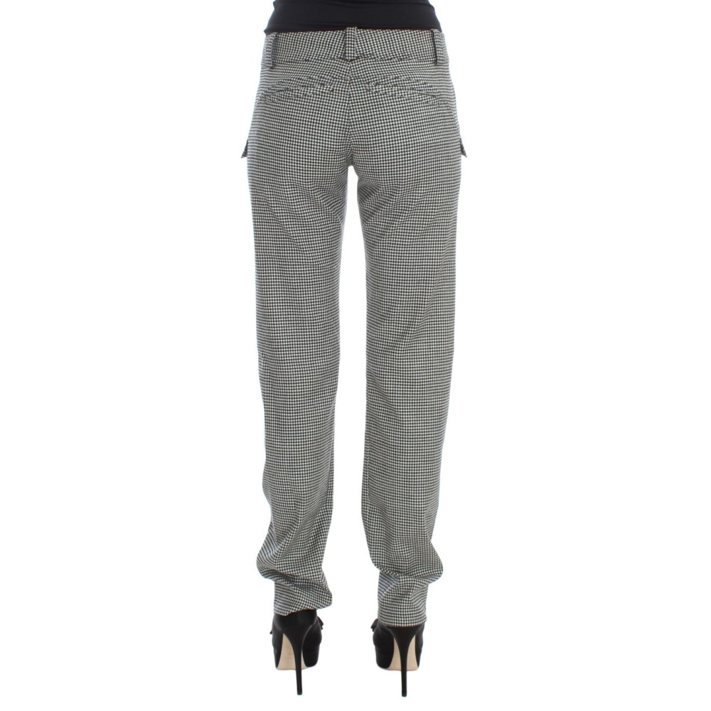 Ermanno Scervino Schicke karierte schwarz-weiße Regular Fit Hose