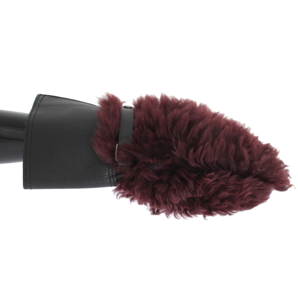 Dolce & Gabbana Elegante Lederhandschuhe in Schwarz und Bordeaux