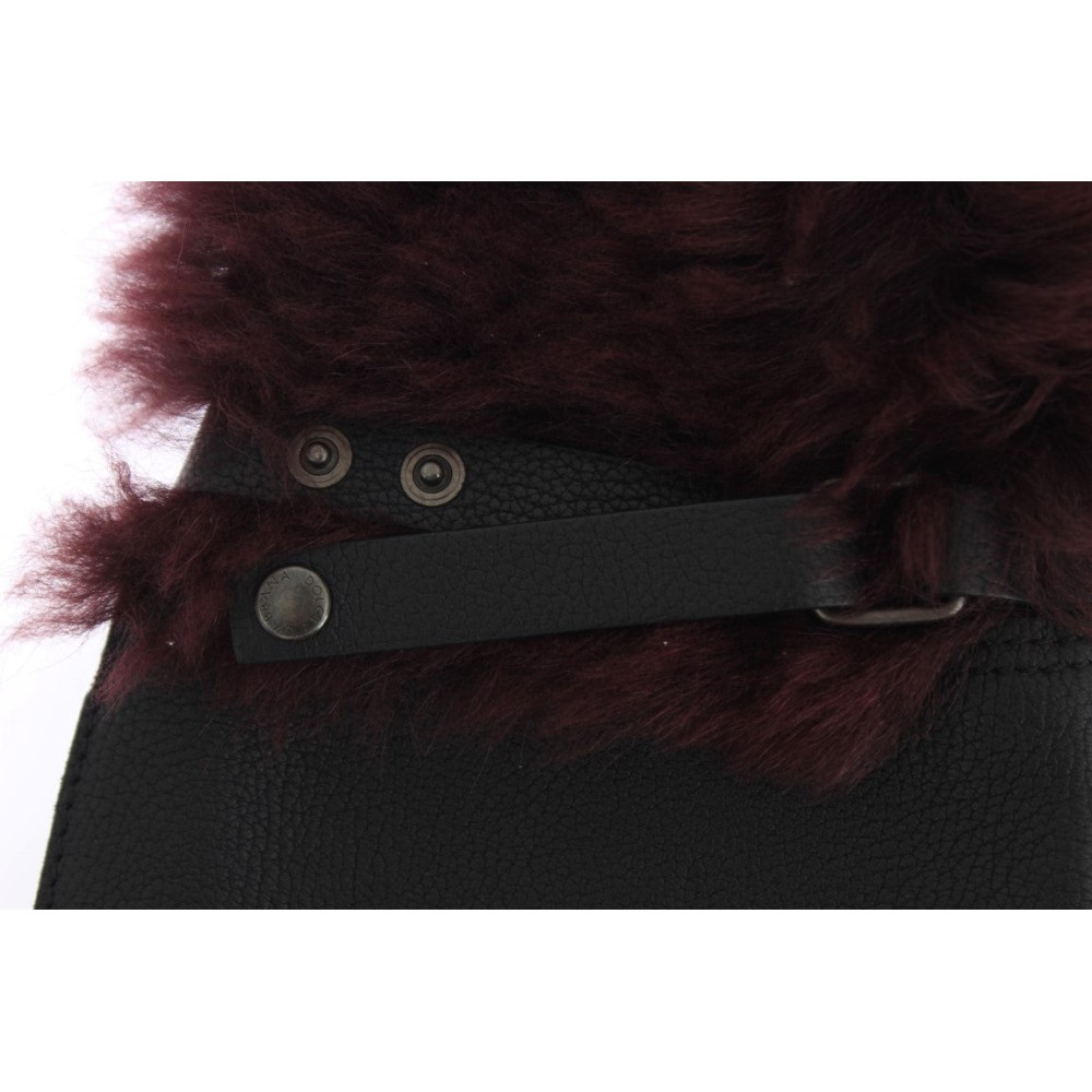 Dolce & Gabbana Elegante Lederhandschuhe in Schwarz und Bordeaux
