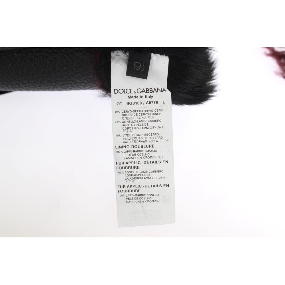 Dolce & Gabbana Elegante Lederhandschuhe in Schwarz und Bordeaux