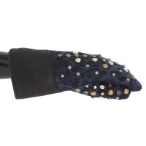 Dolce & Gabbana Schicke graue Handschuhe aus Wolle und Shearling mit Nieten-Details