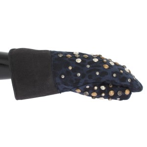 Dolce & Gabbana Schicke graue Handschuhe aus Wolle und Shearling mit Nieten-Details