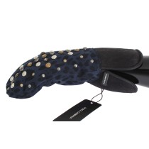 Dolce & Gabbana Schicke graue Handschuhe aus Wolle und Shearling mit Nieten-Details