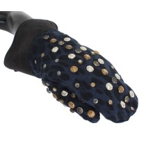 Dolce & Gabbana Schicke graue Handschuhe aus Wolle und Shearling mit Nieten-Details