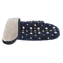 Dolce & Gabbana Schicke graue Handschuhe aus Wolle und Shearling mit Nieten-Details