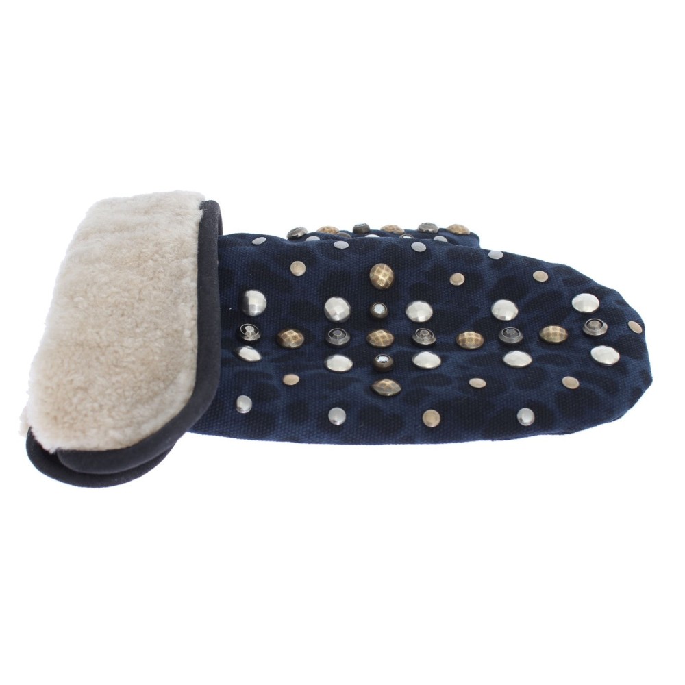 Dolce & Gabbana Schicke graue Handschuhe aus Wolle und Shearling mit Nieten-Details