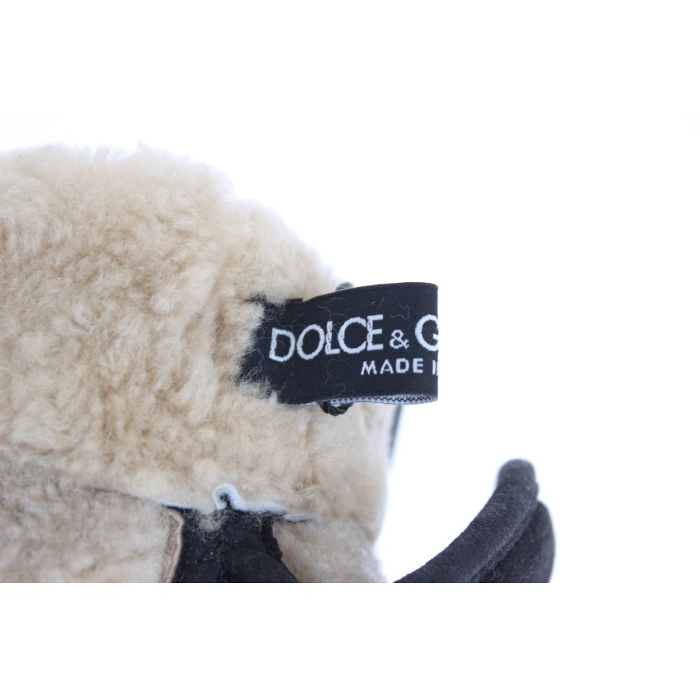 Dolce & Gabbana Schicke graue Handschuhe aus Wolle und Shearling mit Nieten-Details