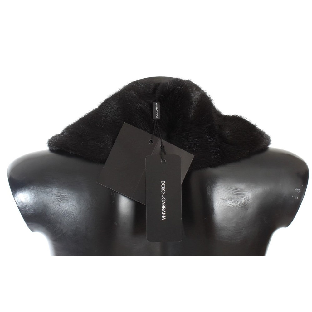 Dolce & Gabbana Elegantes schwarzes Nerzpelz-Schulterhalstuch