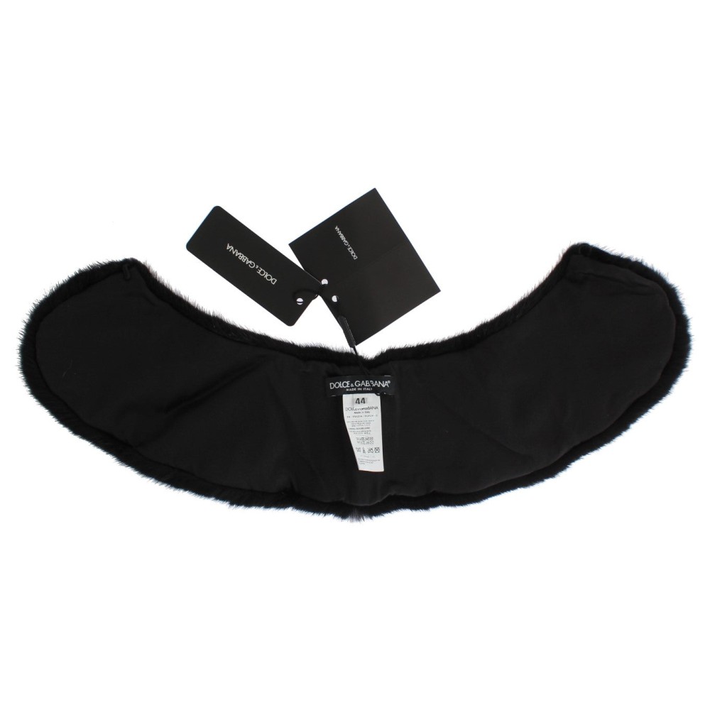 Dolce & Gabbana Elegantes schwarzes Nerzpelz-Schulterhalstuch