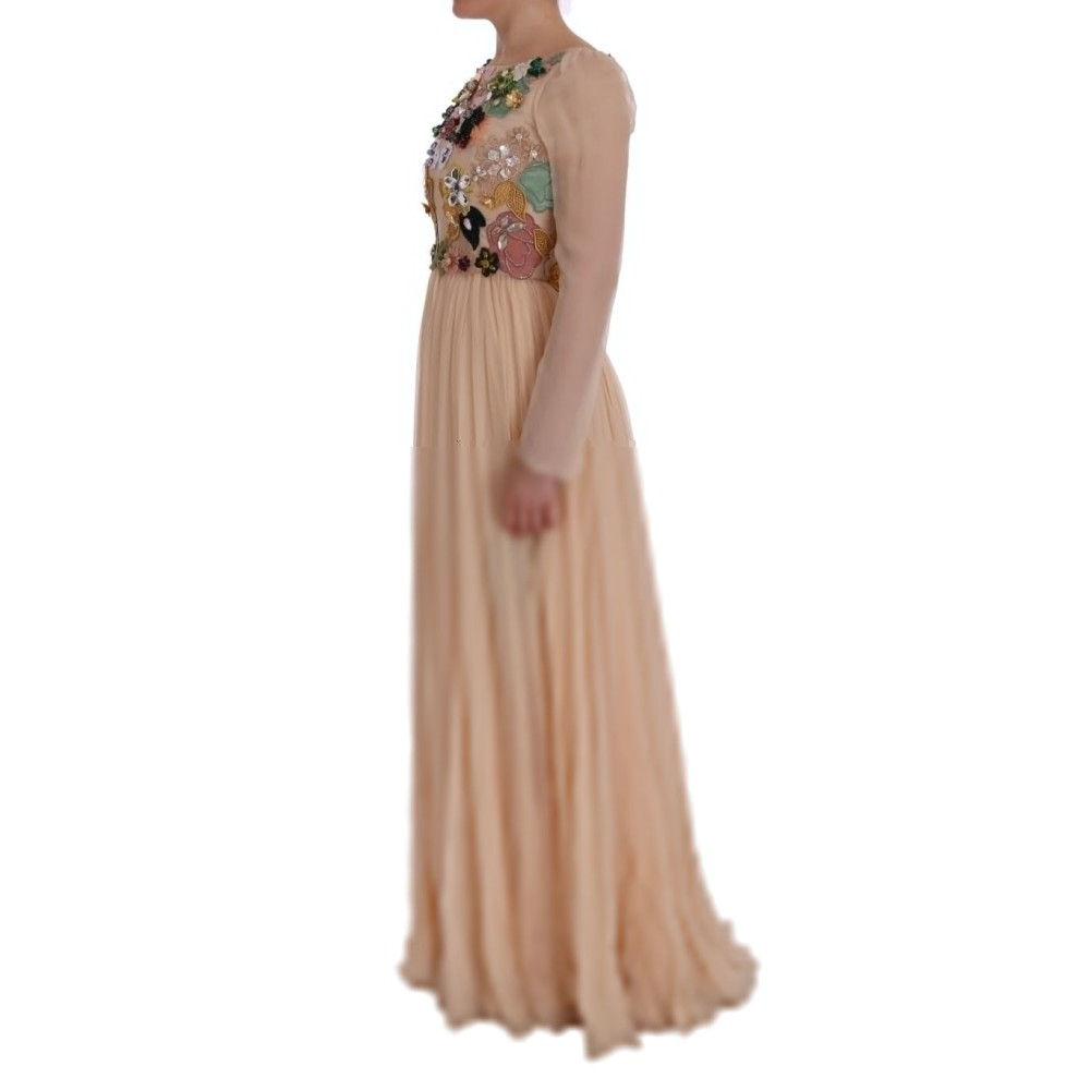 Dolce & Gabbana Elegantes floral besticktes Maxikleid aus Seide