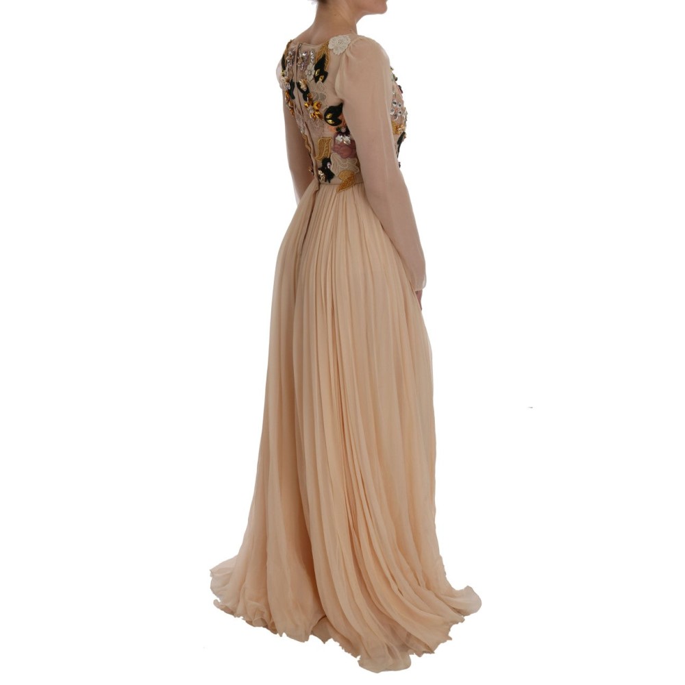 Dolce & Gabbana Elegantes floral besticktes Maxikleid aus Seide