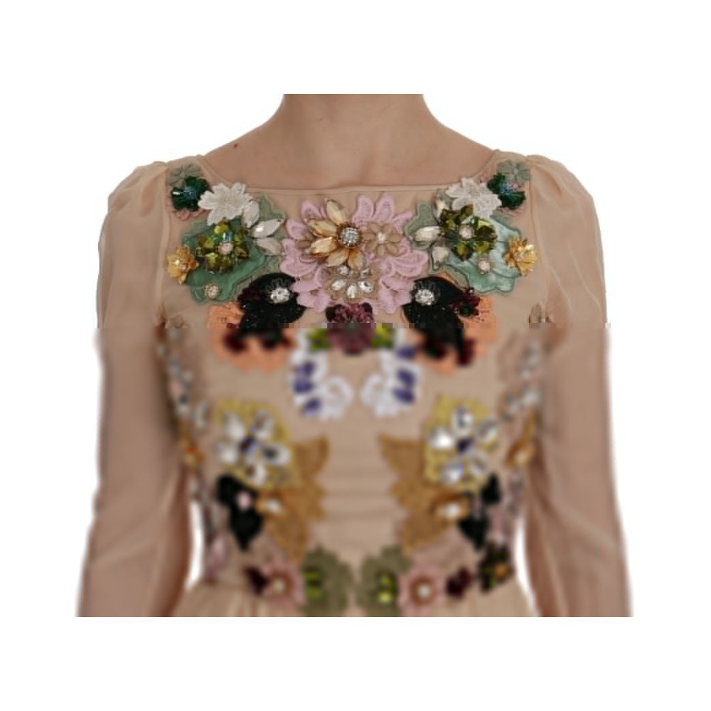 Dolce & Gabbana Elegantes floral besticktes Maxikleid aus Seide