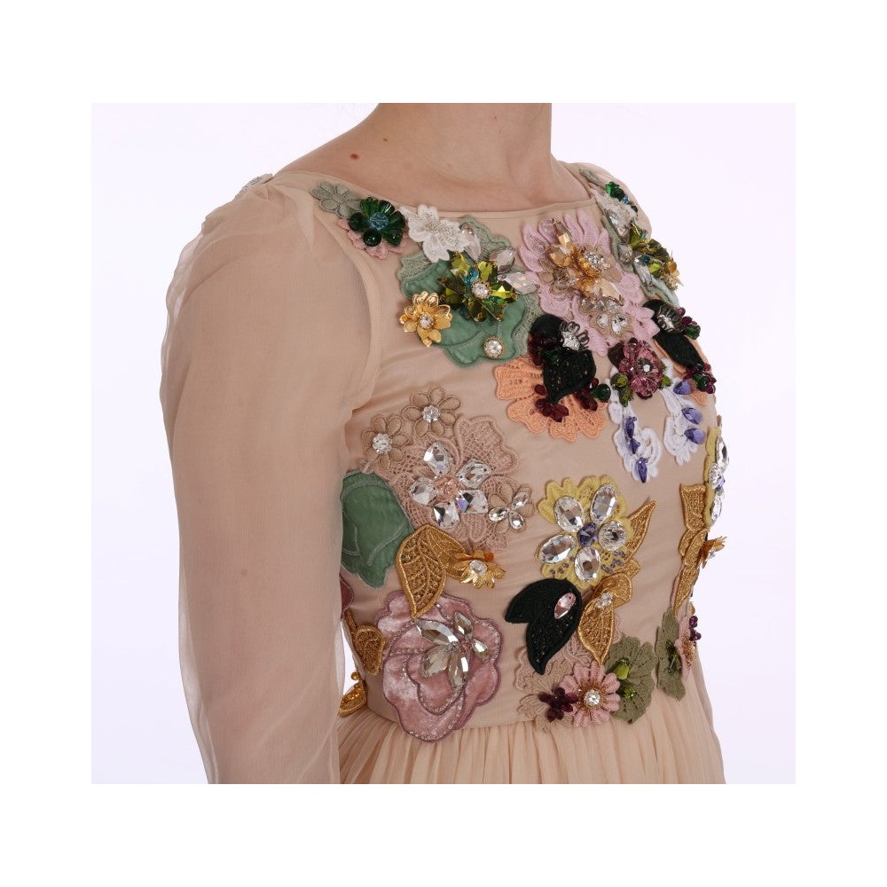 Dolce & Gabbana Elegantes floral besticktes Maxikleid aus Seide