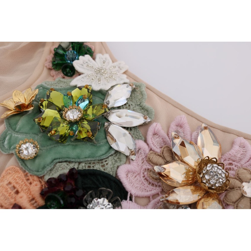 Dolce & Gabbana Elegantes floral besticktes Maxikleid aus Seide