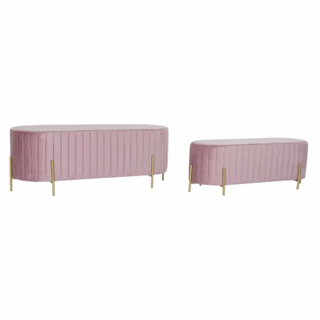 Banquette DKD Home Decor   Rose Doré Métal Polyester Velours (123 x 50 x 45 cm)