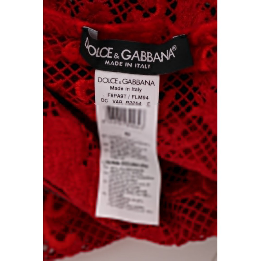 Dolce & Gabbana Elegantes rotes Etuikleid mit Seidenschleifengürtel