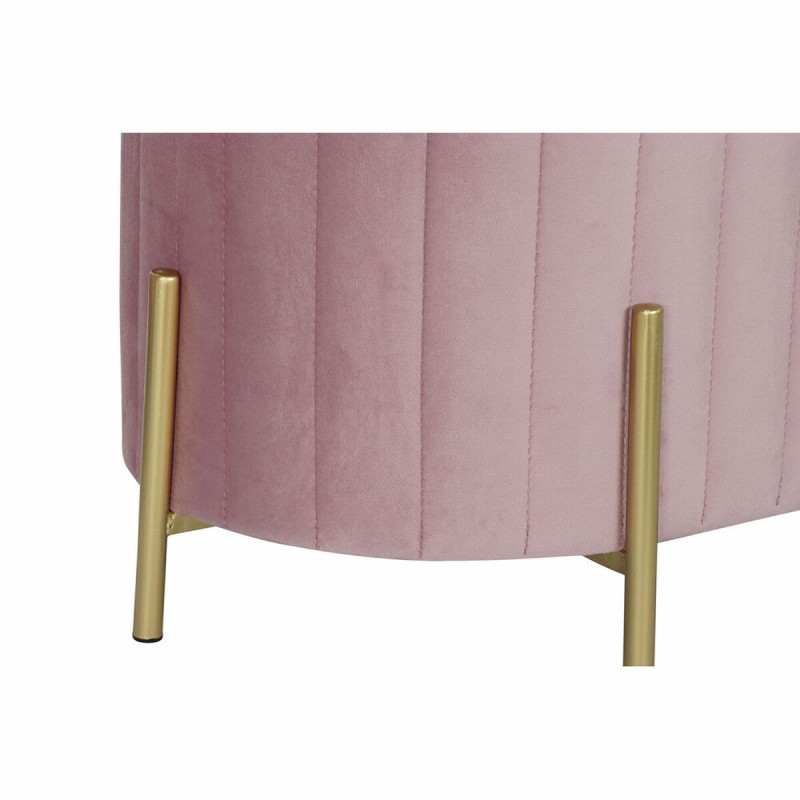 Banquette DKD Home Decor   Rose Doré Métal Polyester Velours (123 x 50 x 45 cm)